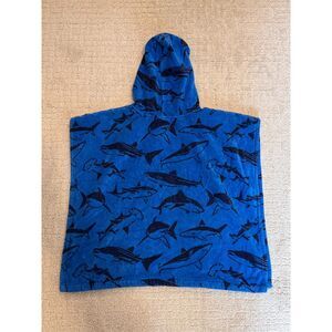 Mini Boden Towel Shark Poncho 2T-5T - Blue